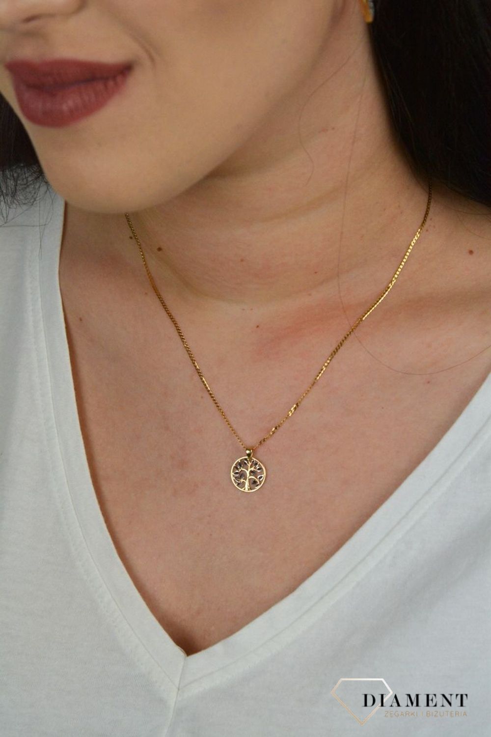 Złota zawieszka 'Drzewko szczęścia z białym złotem' ZA 4644A.jpg